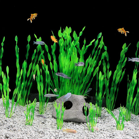 MyLifeUNIT Artificial Aquarium Plants, 13 Pack Plastic Seaweed Water Plants for Fish Tanks (Green)...