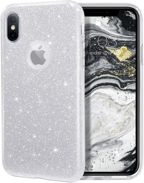MILPROX Glitter Case Compatible for iPhone Xs, Shiny Sparkle Bling, 3 Layer Hybrid Protective Soft Phone Case Compatible for iPhone X...