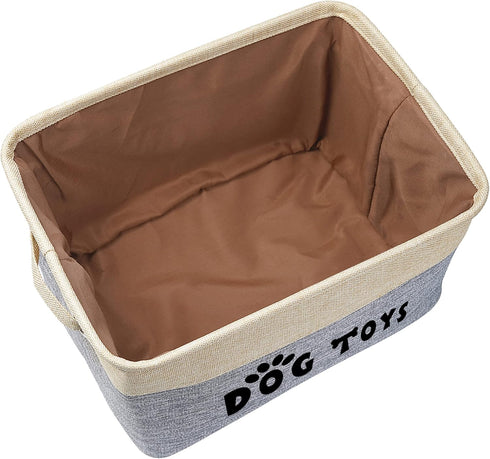 PET ARTIST Non-Customized Dog Toy Storage Basket, Gray, 15"L x 11"W x 9"H...