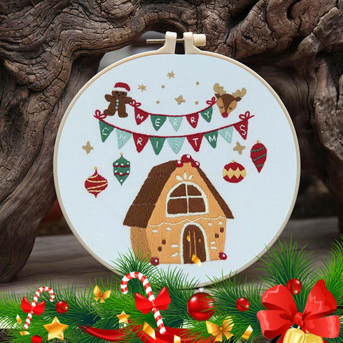 3 pcs christmas embroidery kit,embroidery kit for beginners adults,cross stitch kits with Patterns and Instructions3 Embroidery Hoop 3 Set Embroid...