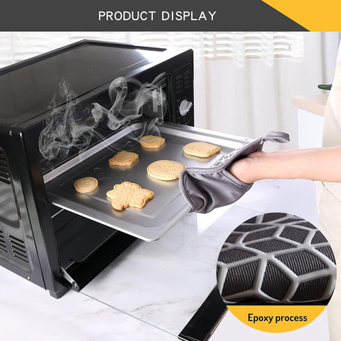 Oven Mitts and Pot Holders Sets 6pcs, Thick Cotton Oven Gloves High Heat Resistant 500?with Extra Long Oven Mitts and Hot Pads Potholders with Non...