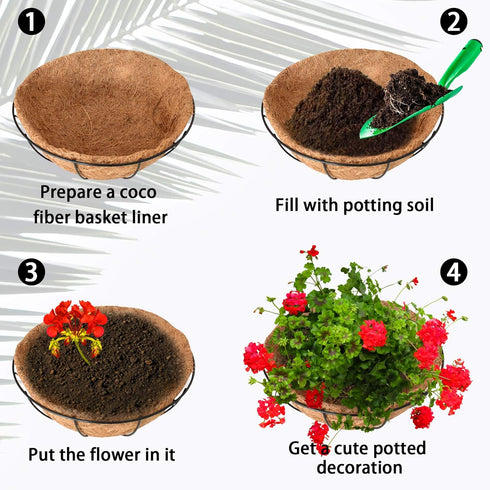 Halatool 2 PCS 14 Inch Round Coco Liners Hanging Basket 100% Natural Replacement Coconut Fiber Liner for Garden Flower Pot Vegetables Herbs...