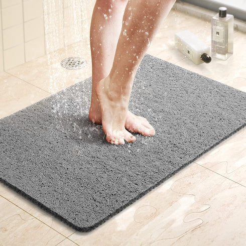 LuxStep Shower Mat Bathtub Mat,24x16 inch, Non-Slip Bath Mat with Drain, Quick Drying PVC Loofah Bathmat for Tub,Shower,Bathroom (Phthalate Free,G...