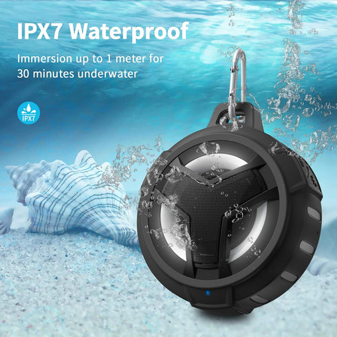 EBODA Bluetooth Shower Speaker, Portable Bluetooth Speakers, IP67 Waterproof Wireless Speaker with LED Light, Floating, 2000mAh, True Wireless Ste...