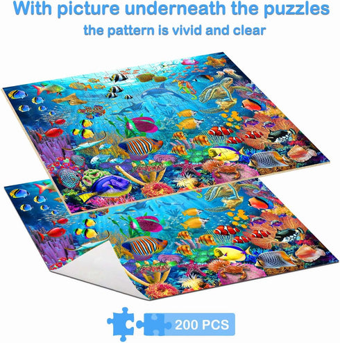 Puzzles for Kids Ages 6-8 8-10 Year Old - Ocean Underwater World, 200 Pieces Jigsaw Puzzles for Kids, Learning Educational Toys for Boys and Girls...