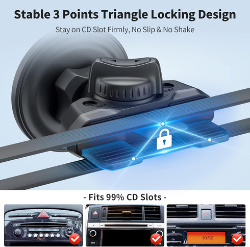 PROfezzion CD Slot & Vent Clip Combo Magnetic Phone Holder Compatible with MagSafe on Car CD Slot or Vent for iPhone 15 14 13 12 Pro Max Plus, Mag...