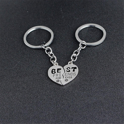 Best Friends Forever Keychain Charm Key Ring Broken Heart-shaped Puzzle BFF Friendship Best Friends Gifts Matching Keychain Birthday Christmas Gif...