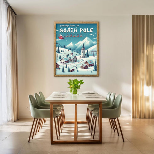 Posterizer 1 pcs-Holiday Christmas winter art-Greetings From The North Pole-Holiday Poster Collection-Adventure Wall Art-Decor for Beach House- un...