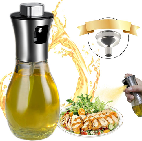 Olive Oil Sprayer For Cooking?200ml Glass Food Grade Spray Bottle?Refillable Oil Sprayer For Cooking,With Stainless Steel Funnel,Help You Control ...