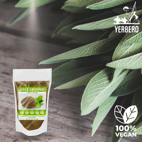 Yerbero - Premium Sage Leaf Ground 5 oz (142g) | Sage |100% Pure Leaf, No Fillers, No Additives, Non GMO's, Dried Leaves Powder. Spice/Seasoning/I...