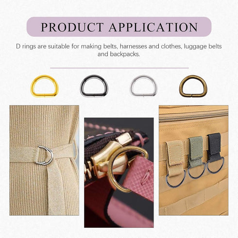 Swpeet 120Pcs 1/2 Inch - 13mm 4Colors Multi-Purpose Metal D Ring Semi-Circular D Ring for Hardware Bags Ring Hand DIY Accessories (Mixed Color, 1/...