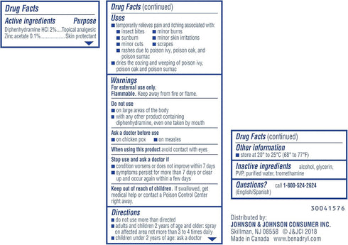 Benadryl Extra Strength Anti-Itch Cooling Spray, Diphenhydramine HCI Topical Analgesic and Zinc Acetate Skin Protectant for Fast Relief from Most ...