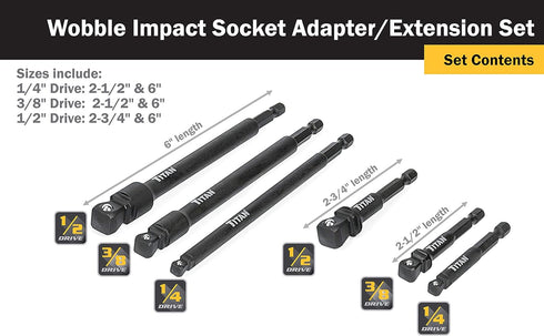 Titan - 6-Pc Impact Wobble Adapter Set (49036)...