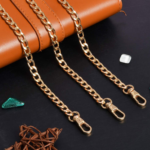 Supkiir Purse Chain Strap, 3Pcs Luxury Fashion 47 Inche Replacement Flat Metal Chain with Buckles Set for DIY Shoulder Cross Body Bag Handbag Purs...