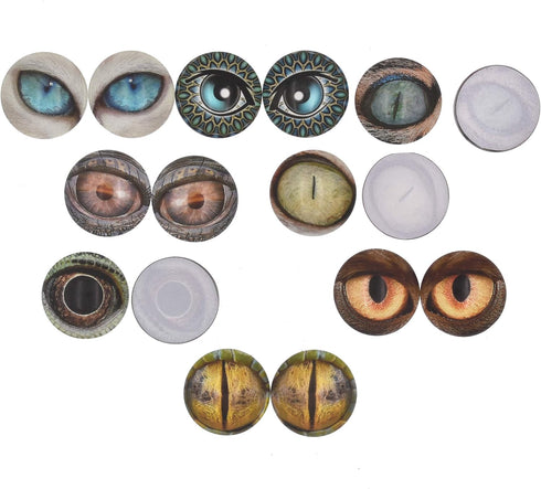 10 Pairs Glow in the Dark Glass Animal Eyes 25mm Round Dome Glass Cabochons Flatback for DIY Craft Clay Eyes...