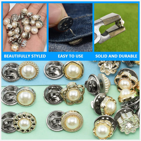 80Pcs Women Shirt Brooch Buttons Cover up Button Pin Safety Brooch Buttons 10 Style No-Sew Replacement for Clothing Dress Sweater Shoes Hats Decor...