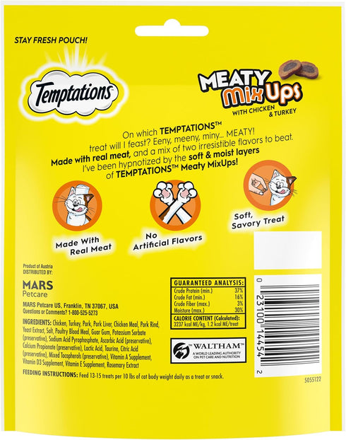 TEMPTATIONS Meaty MixUps with Chicken & Turkey Savory Cat Treats, 4.12 oz. Pouch...