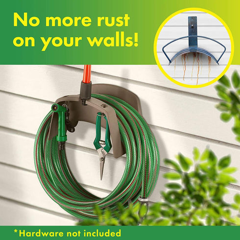 DF OMER Plastic Garden Water Hose Holder Fits 50 ft. Hose – 9.2x5.9x5.5 in. Weatherproof Wall Mount Hose Rack Hanger for Outside with Hanging Hook...