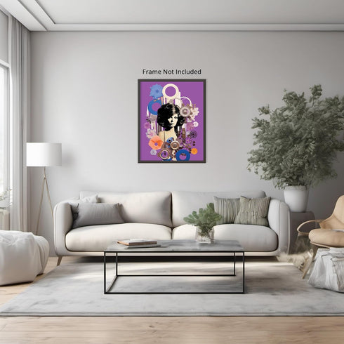 Posterizer 1 pcs-purple background collage-vintage woman-Retro Art-Abstract & Modern Art-Gift for Art Lovers- UNFRAMED Wall Art...
