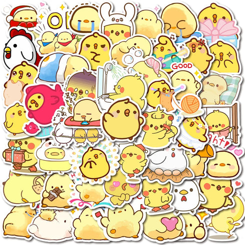 Chicken Stickers| 100 PCS | Cute Yellow Stickers, Vinyl Waterproof Stickers for Laptop,Guitar,Motorcycle,Bike,Skateboard,Luggage,Phone,Hydro Flask...