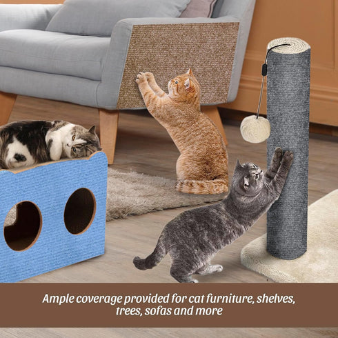 Cat Scratching Mat, 40"x16" Self-Adhesive Carpet Mat Trimmable Replacement for Cat Tree, Cat Wall Shelves, Cat Scratching Post, DIY Couch Furnitur...