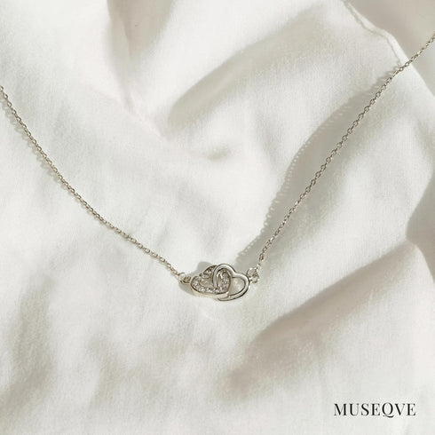 Dainty Double Heart Necklace for Women Gilrs • 14K Gold Plated Mom and Daughter Necklaces • Linked Two Heart Pendant Non Tarnish Choker Jewelry [H...