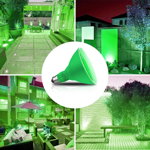 2 Pack PAR38 Green Flood Lights Outdoor,Dimmable Flood Green Light Bulb,20W(Equivalent to 200W),E26 Base Green LED Light,Christmas Light Bulbs,Out...