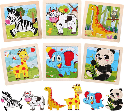 Wooden Puzzles for Toddlers 2-5 Years Old(Set of 6), Preschool Educational and Learning Animal Jigsaw Puzzle Toy Gift Set for Boys and Girls...