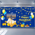 Tatuo Large Happy Hanukkah Party Decoration - Chanukah Photography Backdrop 70.9 x 43.3 Inch Blue Shiny Menorah Lamp...
