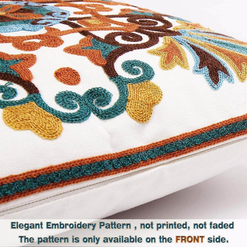 Decorative Couch Pillow Covers for Living Room 18x18 inches Set of 2 Embroidered Pattern Square Throw Pillows Case Cover for Sofa Bed Chair...