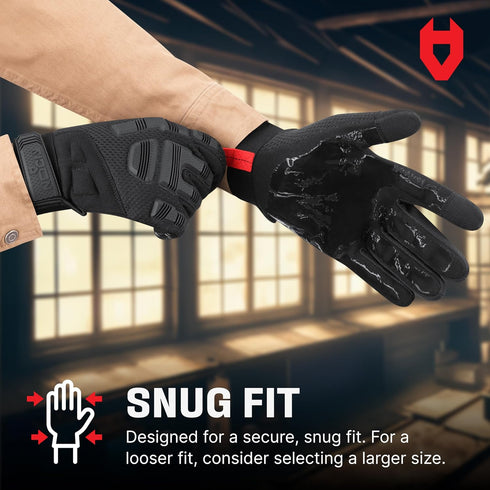 NoCry Mechanic Gloves for Men — Durable Impact Gloves For Men with Soft PVC Knuckles, Secure Fit and Firm Grip — Touchscreen and Moisture Wicking ...