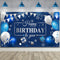 Sumind Happy Birthday Decorations Backdrop Banner, Navy Blue and Silver Party Decoration Banner Sign Photo Background for Men Women Birthday Suppl...