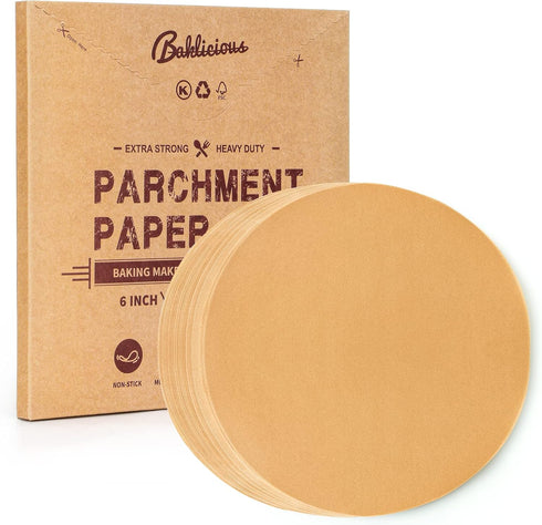 250Pcs 6 Inch Parchment Paper Rounds, Non Stick Round Parchment Paper, Baking Parchment Circles for Cake Baking, Patty Separating, Tortilla Wrappi...