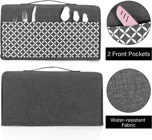 Yarwo 4 Slice Toaster Cover with Pockets and Top Handle, Nylon Toaster Cover Fits for Most 4 Slice Long Slot Toasters, Gray with Grid...