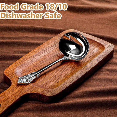 KEAWELL Gorgeous 1 oz. 18/10 Stainless Steel Gravy Ladle, Antique Small Ladle for Stirring, Mirror finished Soup Ladle Spoon and Dishwasher Safe (...