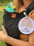 THREE LITTLE TOTS – Rainbow Stop No Touching Baby Car Seat Sign or Stroller Tag - CPSIA Safety Tested...