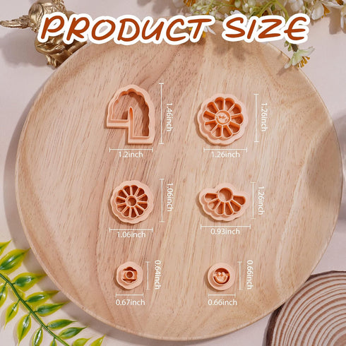 Puocaon Smiley Sunflower Clay Cutters - 6 Pcs Polymer Clay Cutters for Earrings Making, Smiley Face Flower Clay Cutters Set Polymer Clay Jewelry M...