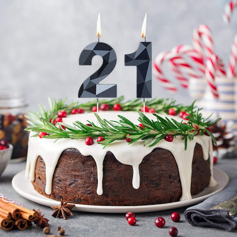 Nuanchu 21st &12th Number Birthday Candles 3D Diamond Shape Numeral Candles Happy Birthday 21 Cake Topper for Wedding Decoration Theme Party Anniv...