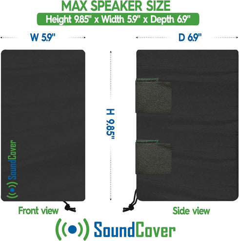 Two Small Outdoor Speaker Covers for C-Bracket Mounted Speakers - Cover Size: Height 9.85" X Width 5.9" X Depth 6.9" - Fits Yamaha NS-AW194, Klips...
