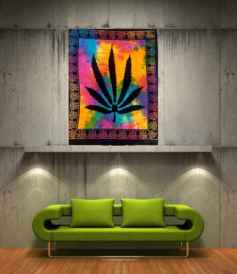 ICC Weed Tapestry Marijuana Wall Hanging leaf Poster Cannabis Hippie Decor Pot Flag Collage Dorm Trippy Bohemian Art psychedelic Small Hippie Rast...