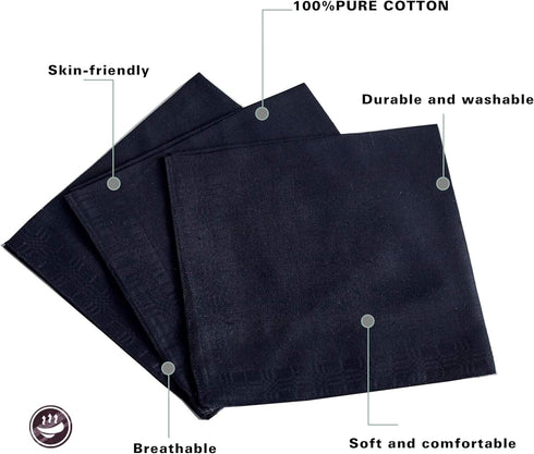 RDS HANKYTEX Men's Handkerchiefs,100% Soft Cotton,Black Hankie,Pack of 6...