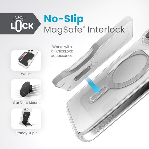 Speck Clear iPhone 15 Pro Max Case - ClickLock No-Slip Interlock, Built for MagSafe, Drop Protection - Scratch Resistant, Anti-Yellowing, 6.7 Inch...