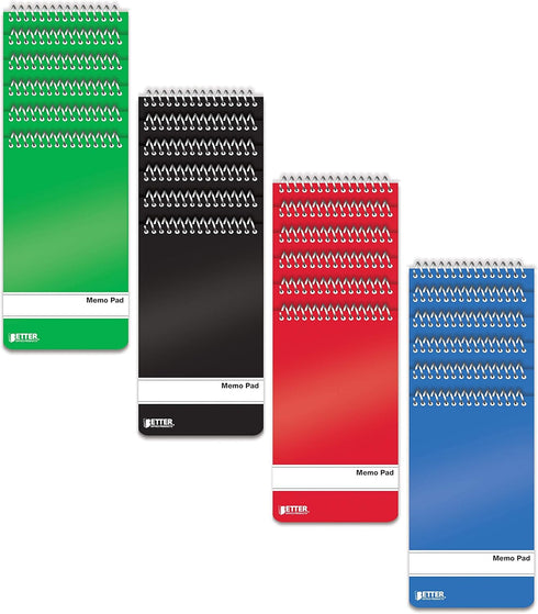 Better Office Products Spiral Memo Pads, 24 Pack, 3 x 5 inches, 60 Sheets, College Rule, Assorted Solid Colors, 24 Pack...