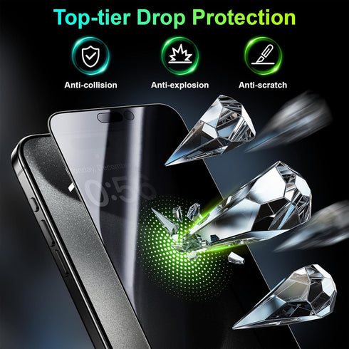 Esanik 2 Pack 360 Degree 4-way Anti-spy for iPhone 15 Pro Max Privacy Screen Protector 6.7'' Tempered Glass, Installation Frame, 9H Hardness......