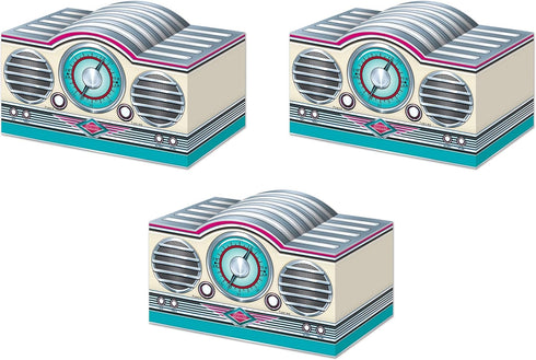 Beistle 3-D Rock & Roll Radio Centerpieces, 5.75" x 9.5", Set of 3- 1950's Decade Themed Party Supplies, Birthday Table Decor...