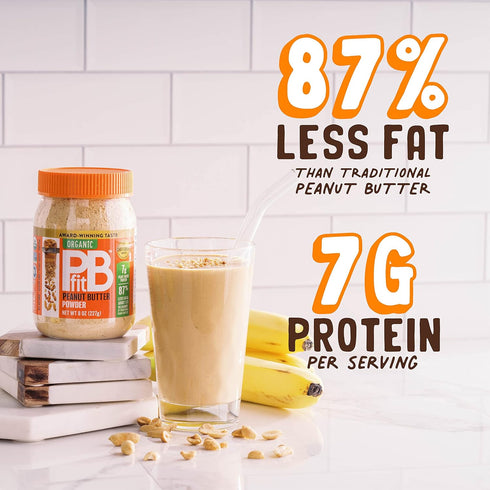 PBfit All-Natural Organic Peanut Butter Powder, Powdered Peanut Spread from Real Roasted Pressed Peanuts, 7g of Protein, 8 Ounce (Pack of 1)...