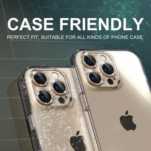Choiche for iPhone 14 Pro/iPhone 14 Pro Max Camera Lens Protector, Bling Camera Cover with 9H Tempered Glass Lens Screen Protector Metal Ring Deco...