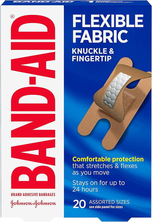 Band-Aid Brand Flexible Fabric Adhesive Bandages for Wound Care and First Aid, Finger and Knuckle, 20 ct (Pack of 6)...
