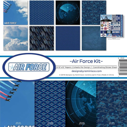 Reminisce Air Force Scrapbook Collection Kit, Multi Color Palette, 12x12 inches...