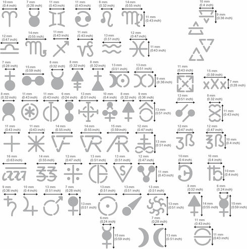 Aleks Melnyk No.398 Metal Stencil, Alchemical symbols, Small Stencil, 1 PC, Template for Wood Burning, Engraving, Crafting, Scrapbook...